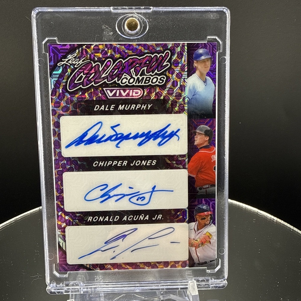 Jones - Acuna Jr. - Murphy Tripple Auto 2023 Leaf Vivid Colorful Combos 2/2